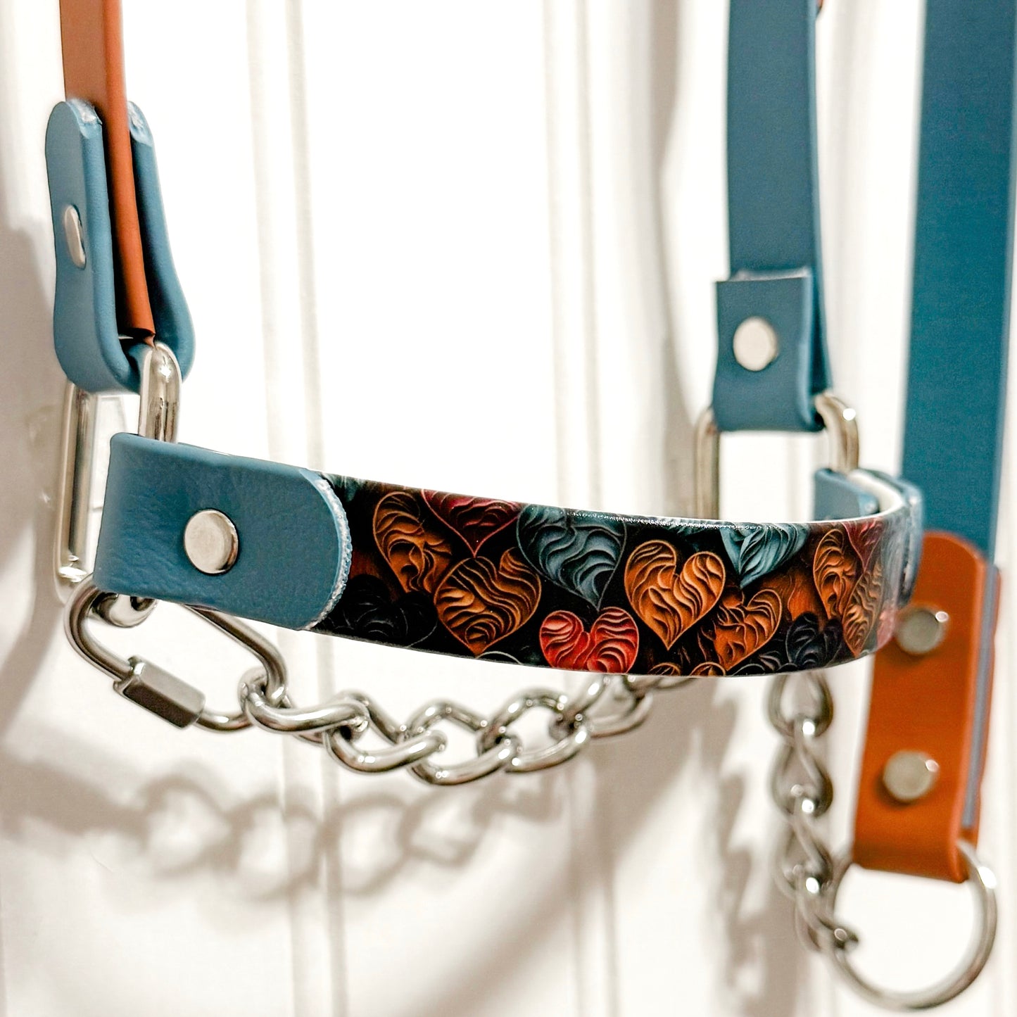Carved Leather Hearts Biothane Halter